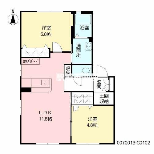 バリュージュシオンC(2LDK/1階)の間取り写真