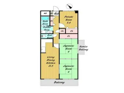 JR伊丹レジデンス(3LDK/2階)の間取り写真