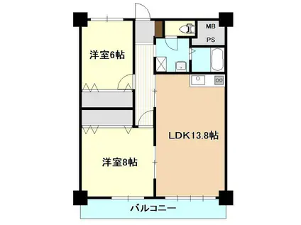 高志ハイツ(2LDK/3階)の間取り写真