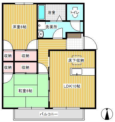 ハミングタウン合川(2LDK/1階)の間取り写真