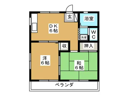 アインス(2DK/2階)の間取り写真