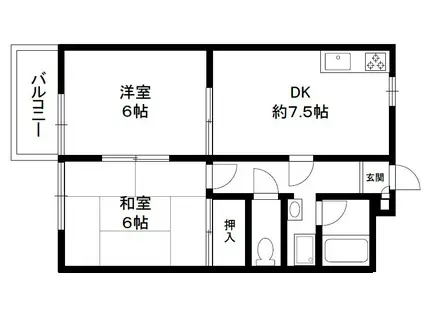 ハイツアメニティ(2DK/2階)の間取り写真