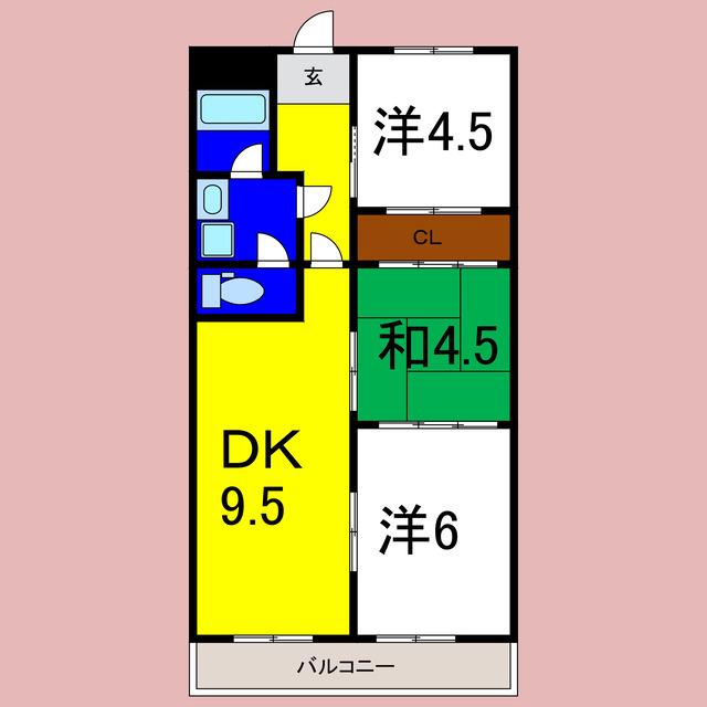 第1 サニーハイツ(3DK/1階)の間取り写真
