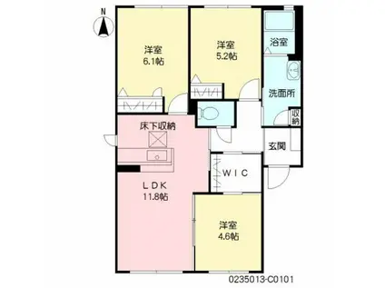 シュトラール C棟(3LDK/1階)の間取り写真