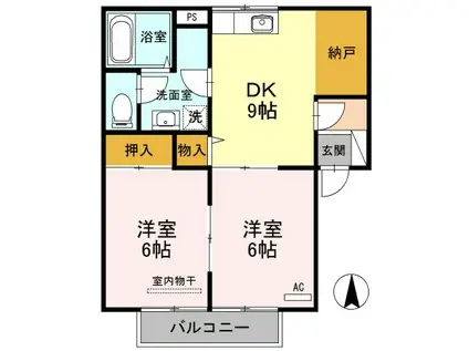 グレースコート(2LDK/1階)の間取り写真