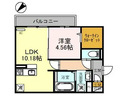 インヴィート(1LDK/1階)の間取り写真