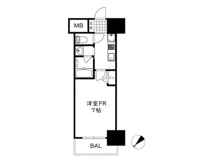 クリエイトビュー三宮磯上公園(1K/8階)の間取り写真