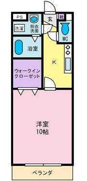 ハピネスI(1K/1階)の間取り写真