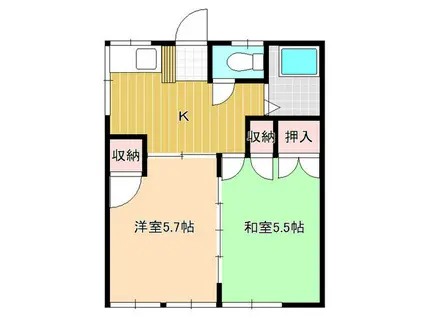 メゾン北都(2K/1階)の間取り写真