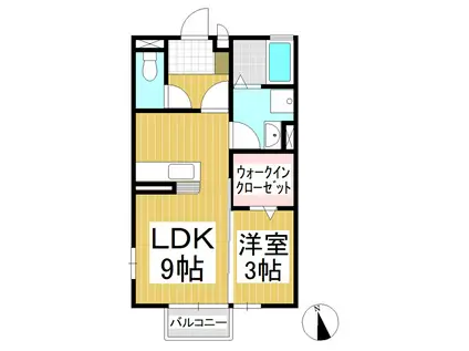 モデラート(1LDK/2階)の間取り写真