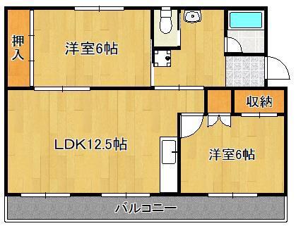 ヴィラナリー中間II 5号棟(2LDK/4階)の間取り写真
