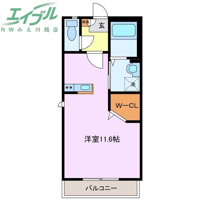 スピリトA(ワンルーム/2階)の間取り写真