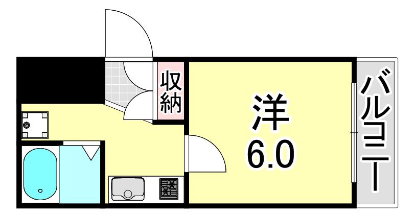 プラネット東塚口(1K/4階)の間取り写真