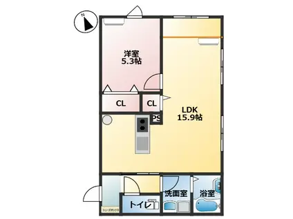 MAISON HEUREUSE 久留麻1ST(1LDK/1階)の間取り写真