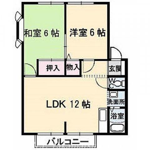 グリーンヒルズ太田 C棟(2LDK/2階)の間取り写真
