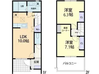 フォーリアテラス B(2LDK/1階)の間取り写真