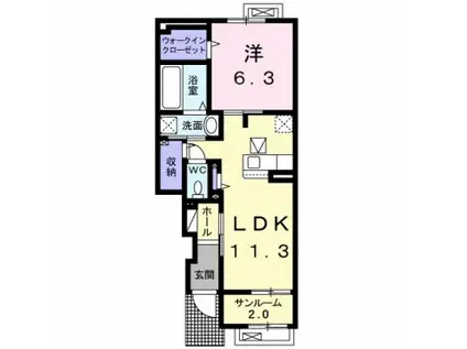 メゾン・シャトンII(2LDK/1階)の間取り写真