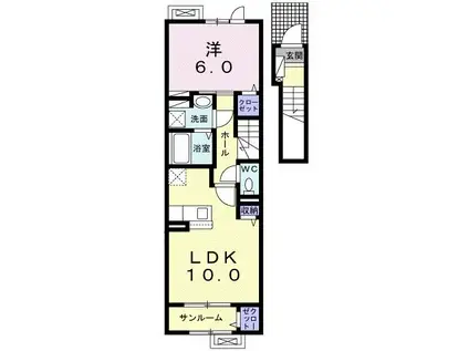 ルア・ノヴァ(1LDK/2階)の間取り写真