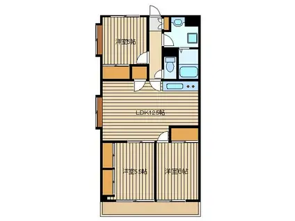 文理台ダイアマンション(3LDK/3階)の間取り写真