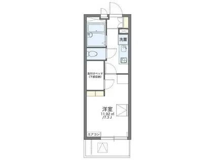 レオパレスブリエスト(1K/1階)の間取り写真