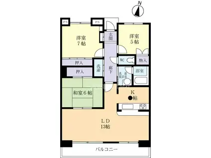 モンソレイユ(3LDK/3階)の間取り写真