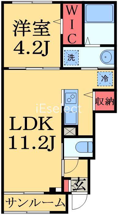 ヒカルサ市原姉ヶ崎サウス(1LDK/1階)の間取り写真