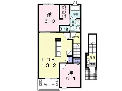 トラスト I(2LDK/2階)の間取り写真