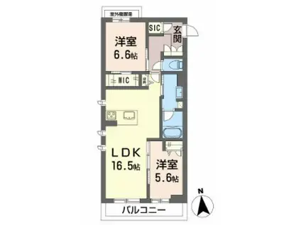 シャーメゾンレジデンス夜明(2LDK/2階)の間取り写真