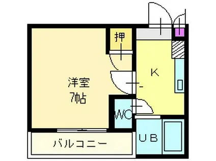 カリエなかもず(1K/2階)の間取り写真