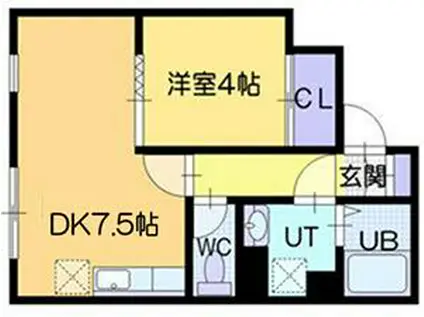 エルムコート(1DK/4階)の間取り写真