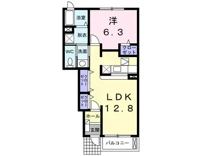 ソレイユ・ルヴァンI(1LDK/1階)の間取り写真