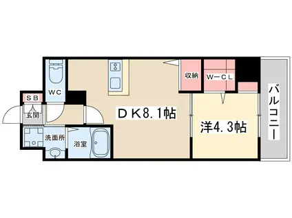 ユーズ七番館(1DK/3階)の間取り写真