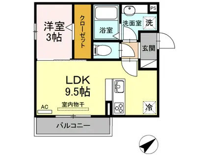 LA TOUR(1LDK/3階)の間取り写真
