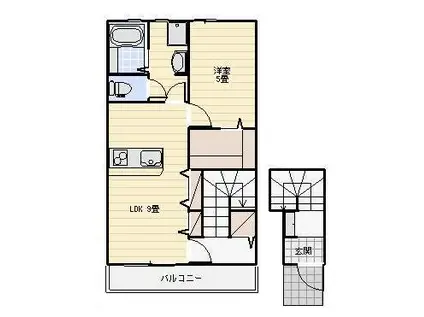LOTUS三ヶ日(1LDK/2階)の間取り写真
