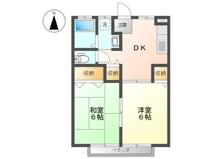 メゾングランアコール(2DK/2階)の間取り写真