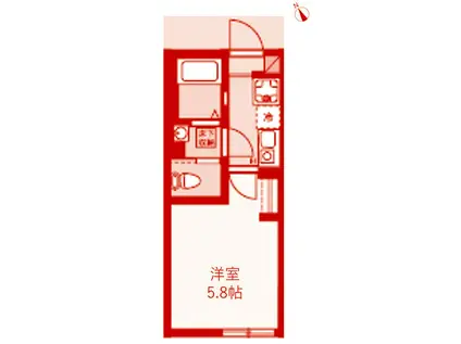 ビブロポート溝の口(1K/1階)の間取り写真