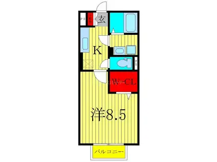 グラン・ヴェルジェ I(1K/2階)の間取り写真