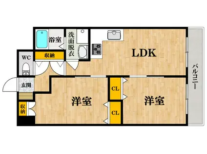 ハイツ天王寺I号館(2LDK/5階)の間取り写真