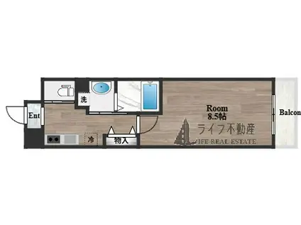 エイチ・ツー・オー新深江(1K/3階)の間取り写真