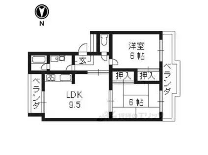 ラ・セーヌ大山崎大北(2LDK/2階)の間取り写真