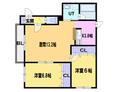エクセルパレス(2LDK/1階)の間取り写真