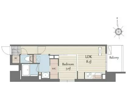 S-RESIDENCE天満橋AR(1LDK/8階)の間取り写真