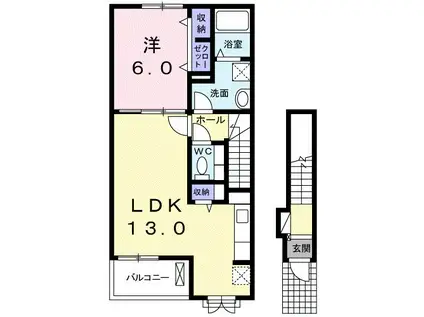 セイバリーY(1LDK/2階)の間取り写真
