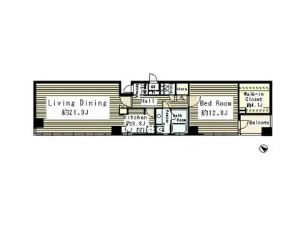 パークルージュ赤坂檜町(1LDK/13階)の間取り写真