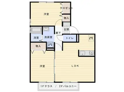 アネックス福原 A(2LDK/1階)の間取り写真