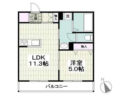 湘南DIARY(1LDK/1階)の間取り写真