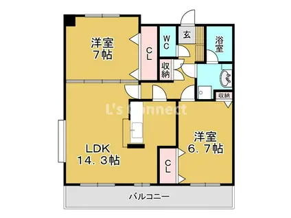 CASA-K(2LDK/2階)の間取り写真