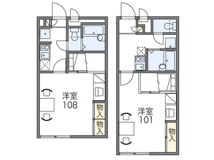 レオパレスシオミダイ(1K/2階)の間取り写真