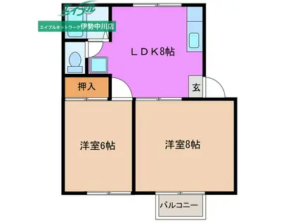 カルネ B(2LDK/2階)の間取り写真