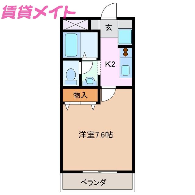 プチカーサ(1K/1階)の間取り写真